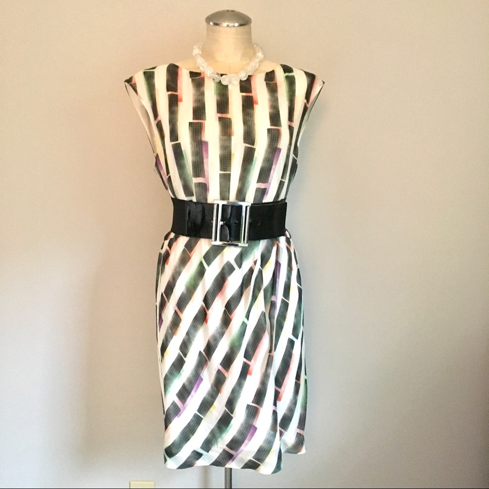 Theory “Falling Blocks” silk dress